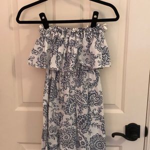 Blue and White Maxi Dress by Moda (Strapless)